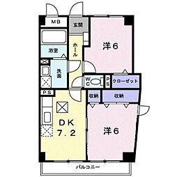 ボナールフェンテ 2DKの間取図画像