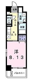 モダン・ハーモニー 1Kの間取図画像