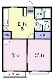 エルディム楽天A 2DKの間取図画像