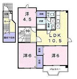 ヴィラグランブルーB 3LDKの間取図画像