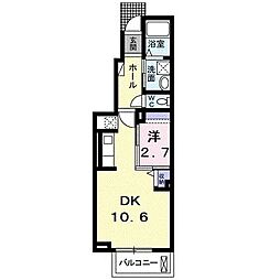 シャムロック春日2 1DKの間取図画像