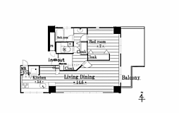 ハイマート夕陽ヶ丘アーバニティ 1LDKの間取図画像