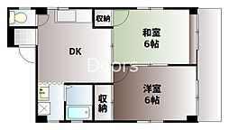 JR津山線 法界院駅 5.1kmの賃貸アパート 1階2DKの間取り