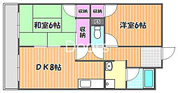 JR山陽本線 高島駅 徒歩4分の賃貸マンション 6階2DKの間取り
