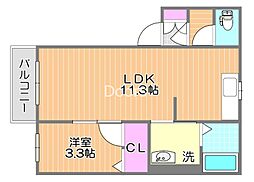 ラ・パルテール国富　壱番館 1階1LDKの間取り