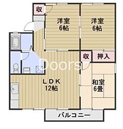 ガーデンヒルズ岡山B 3LDKの間取図画像