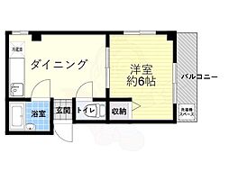 箕面コスモビル 1DKの間取図画像