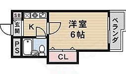 カーサデルソーレ 1Kの間取図画像