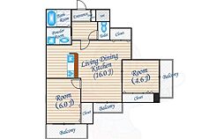 ファイブコート向丘 2LDKの間取図画像