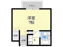 エバンスビル 1Kの間取図画像