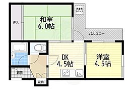 サンパレス21向丘 2DKの間取図画像
