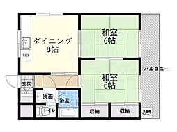 シャルム一条池 2DKの間取図画像