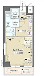 東急目黒線 不動前駅 徒歩9分の賃貸マンション 3階1Kの間取り