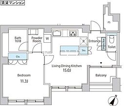 東京メトロ半蔵門線 水天宮前駅 徒歩8分の賃貸マンション 6階1LDKの間取り