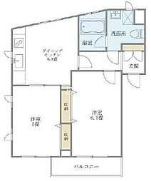 JR京浜東北・根岸線 大井町駅 徒歩12分の賃貸マンション 1階2DKの間取り
