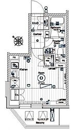 JR山手線 浜松町駅 徒歩10分の賃貸マンション 5階ワンルームの間取り
