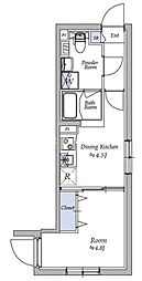 JR京浜東北・根岸線 大井町駅 徒歩20分の賃貸マンション 2階1DKの間取り