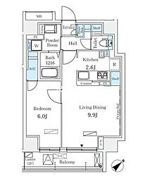 東京メトロ南北線 麻布十番駅 徒歩3分の賃貸マンション 4階1LDKの間取り