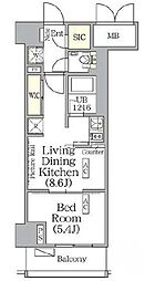 都営大江戸線 飯田橋駅 徒歩9分の賃貸マンション 4階1LDKの間取り