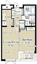 東京メトロ銀座線 外苑前駅 徒歩6分の賃貸マンション 4階1LDKの間取り