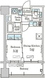 パークアクシス神楽坂・早稲田通り 1DKの間取図画像
