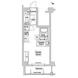 コンシェリア神楽坂 ワンルームの間取図画像