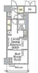 都営大江戸線 飯田橋駅 徒歩9分の賃貸マンション 7階1LDKの間取り