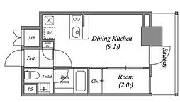 東京メトロ日比谷線 人形町駅 徒歩13分の賃貸マンション 12階1LDKの間取り