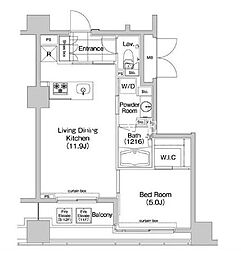 JR山手線 東京駅 徒歩15分の賃貸マンション 10階1LDKの間取り