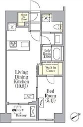 JR中央線 東京駅 徒歩13分の賃貸マンション 8階1LDKの間取り