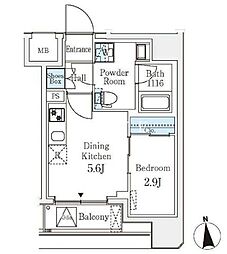 JR中央線 御茶ノ水駅 徒歩9分の賃貸マンション 4階1DKの間取り
