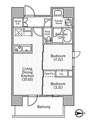 JR山手線 上野駅 徒歩14分の賃貸マンション 3階2LDKの間取り