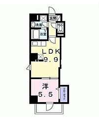 東京メトロ東西線 神楽坂駅 徒歩8分の賃貸マンション 8階1LDKの間取り