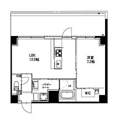 市谷仲之町ヒルズウイングSouth 1DKの間取図画像