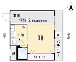 松村ビル 1階1Kの間取り