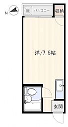 とんぼハイツ ワンルームの間取図画像