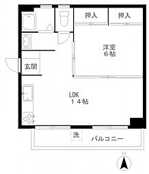 大島コーポ 1LDKの間取図画像
