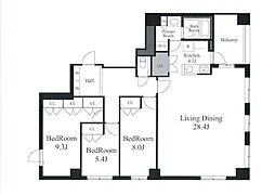 寿ビル 6階3LDKの間取り