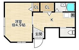 Osaka Metro谷町線 野江内代駅 徒歩4分の賃貸アパート 1階1Kの間取り