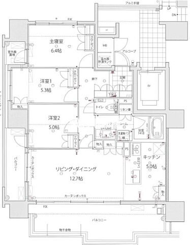 間取り グランドオーク久留米大手町 5階/501