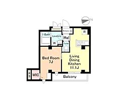 ガルテン五反田 1LDKの間取図画像