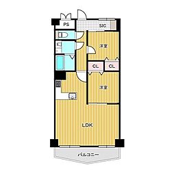 観月ハウス 2LDKの間取図画像