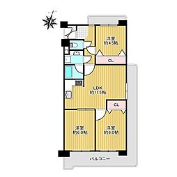 ホワイトキャッスル天白 3LDKの間取図画像