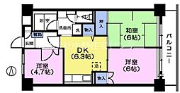 きんえいマンション 3DKの間取図画像
