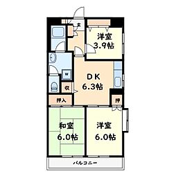 きんえいマンション 3DKの間取図画像