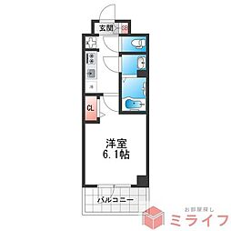 スプランディッド天王寺パークサイド 8階1Kの間取り
