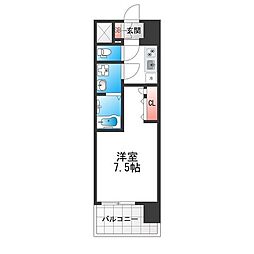 ファーストフィオーレ長田グランディール 8階1Kの間取り