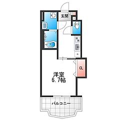 Luxe田辺 1Kの間取図画像