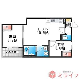 D porta granz 2LDKの間取図画像