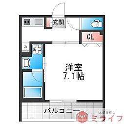 ステディ八戸ノ里 1Kの間取図画像